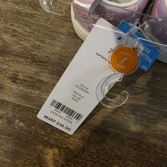 New Carter's Shimmering Light Pink Girls' Sneakers Size 7 Toddler - Picture 3 of 3